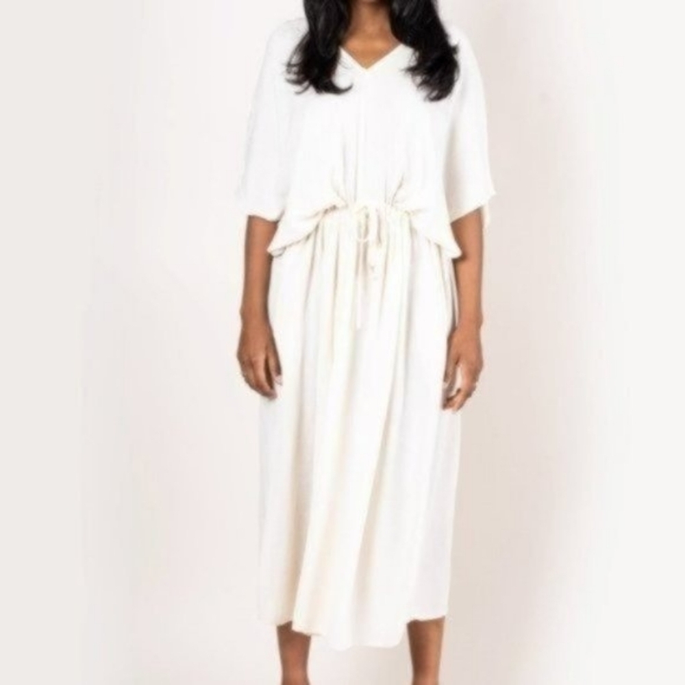 Tonlé White Kaftan Cinch Waist Dress or Cover Up